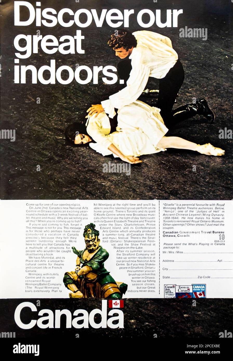 Canada travel advert in a Natgeo magazine June 1969 Stock Photo