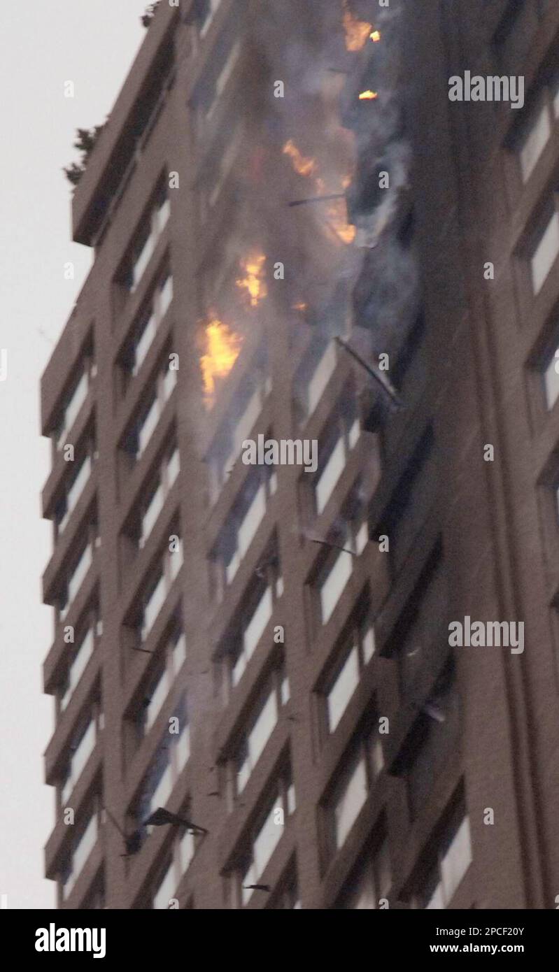 Debris falls from an apartment building on New York's Upper East Side
