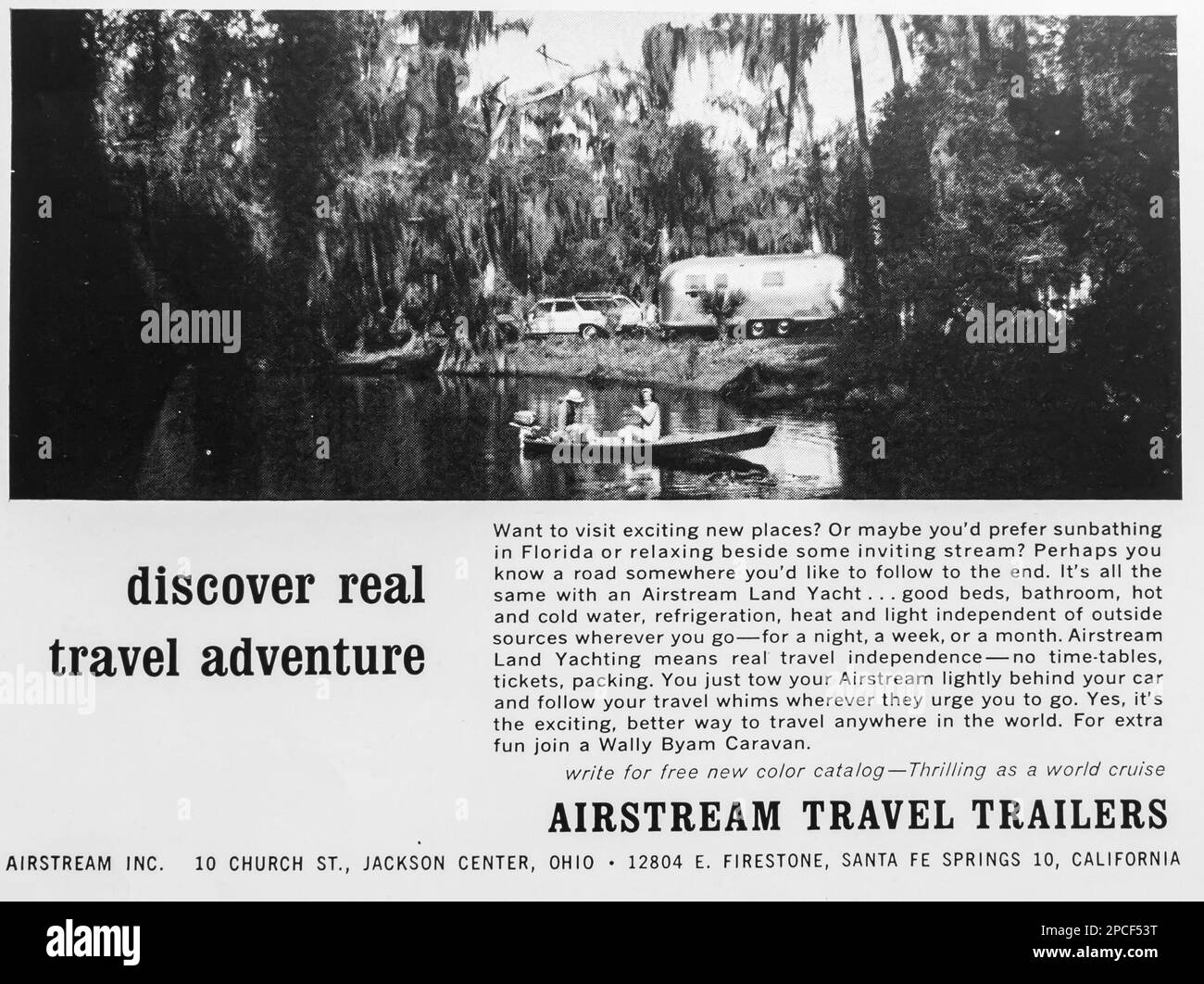 Airstream travel trailers advert in a Natgeo magazine March 1968 Stock Photo