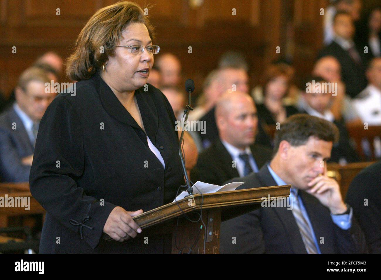 Yvonne Carpio, mother of convicted killer Esteban Carpio, reads a ...