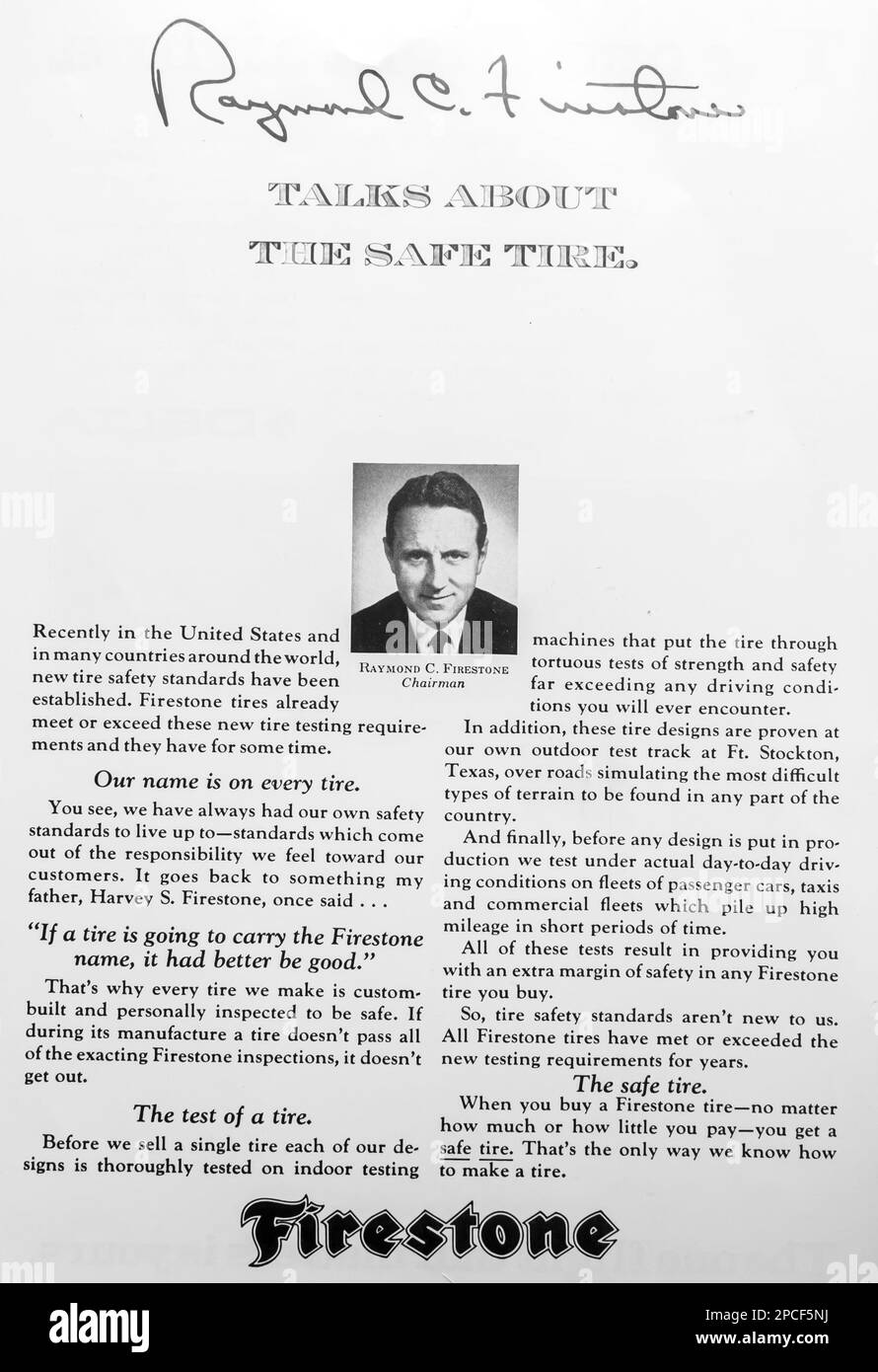 Firestone advert in a Natgeo magazine March 1968 Stock Photo Alamy