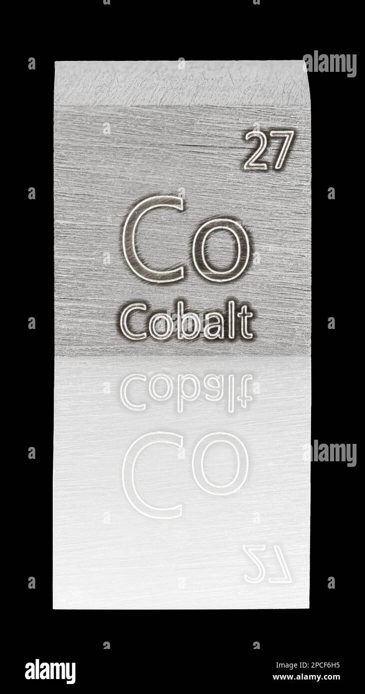 Cobalt specimen (Co), chemical element number 27 Stock Photo