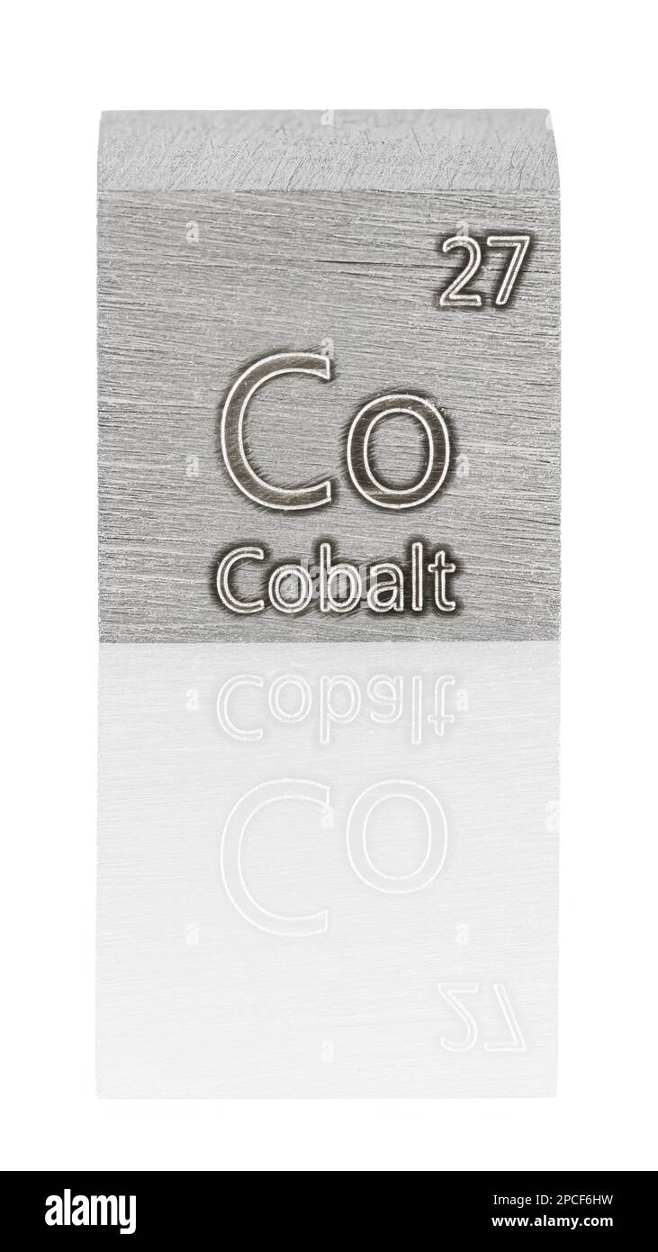 Cobalt specimen (Co), chemical element number 27 Stock Photo