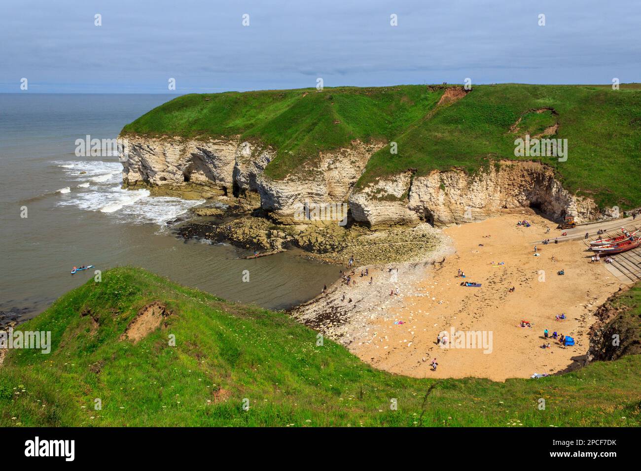 North Yorkshire coast, rocky cove with sandy beach Stock Photo