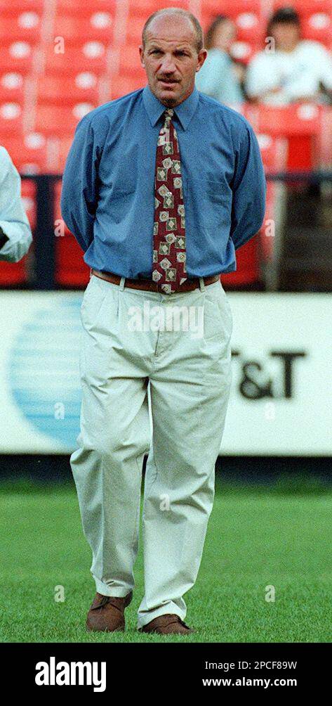 Glenn Myernick then the coach of Major League Soccer s Colorado Rapids watches his team warm up before a game May 28 1998 in Denver. Myernick an assistant coach for the U.S. soccer