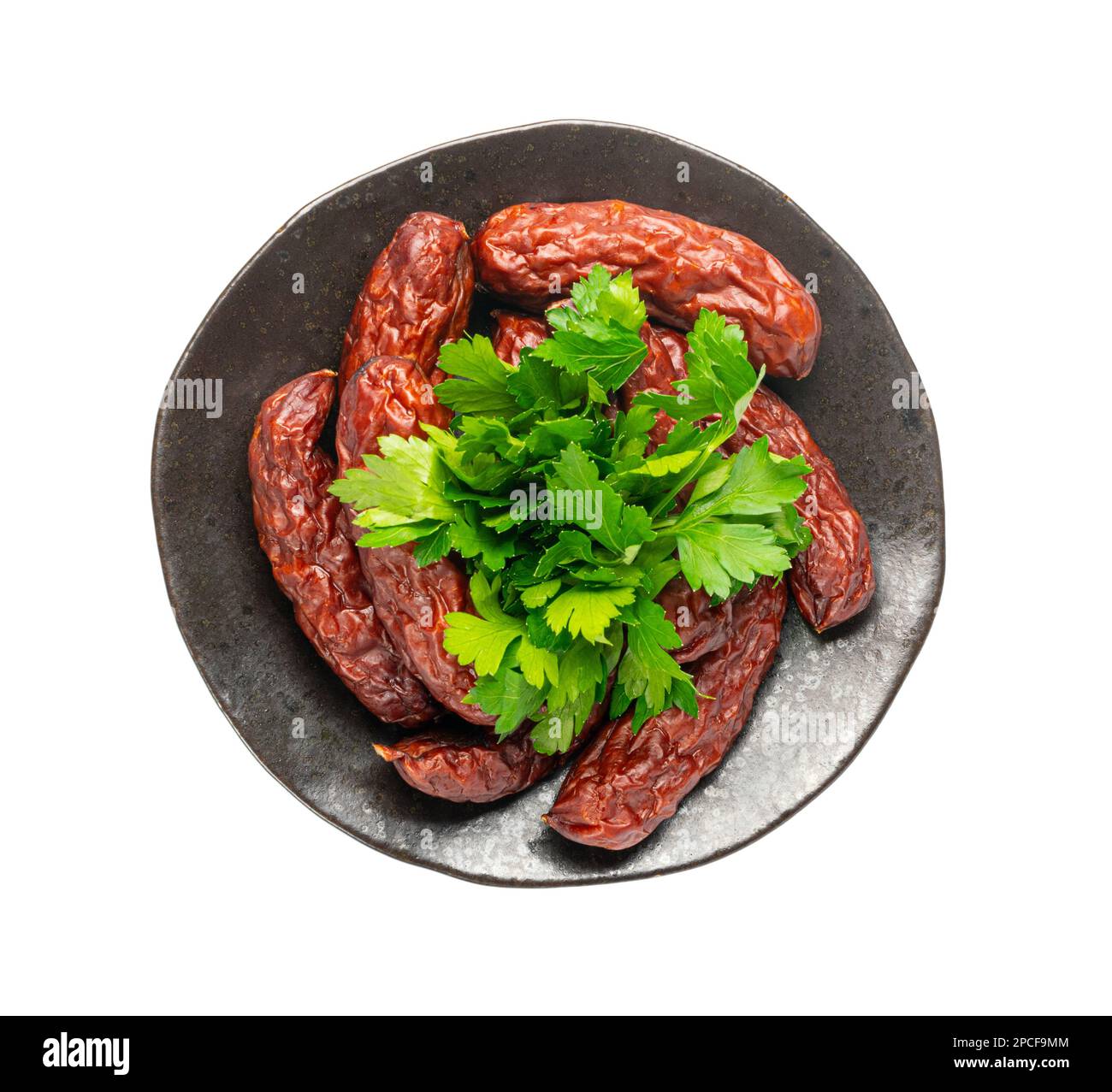 Dry Smoked Sausages Isolated, Salami Sticks, Kielbasa, Cabanossi