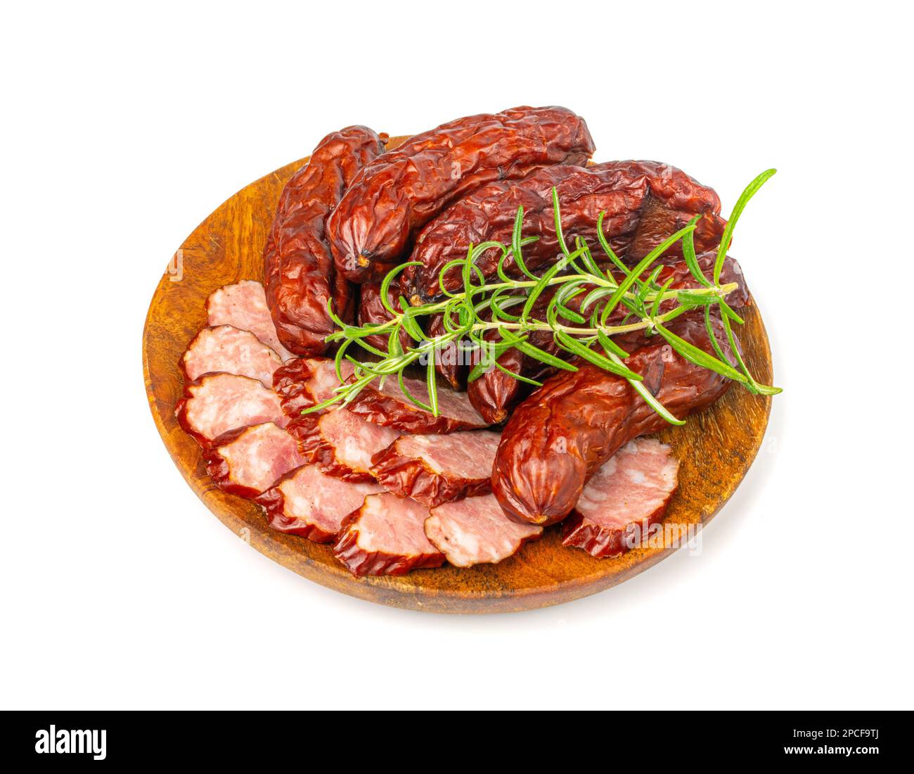 Dry Smoked Sausages Isolated, Salami Sticks, Kielbasa, Cabanossi ...