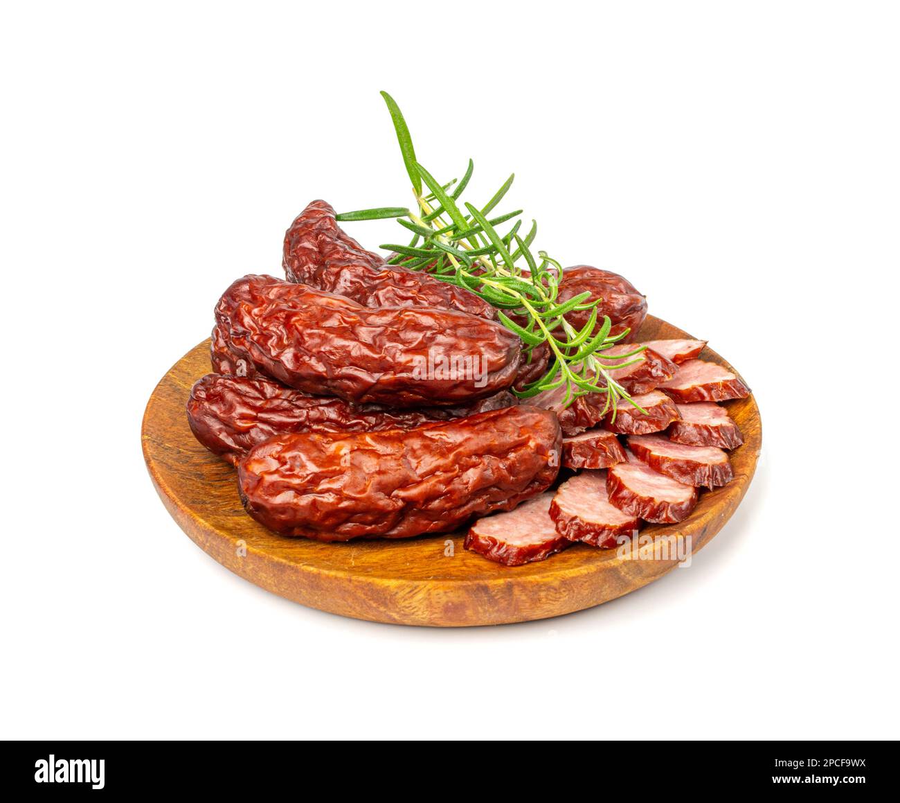 Dry Smoked Sausages Isolated, Salami Sticks, Kielbasa, Cabanossi