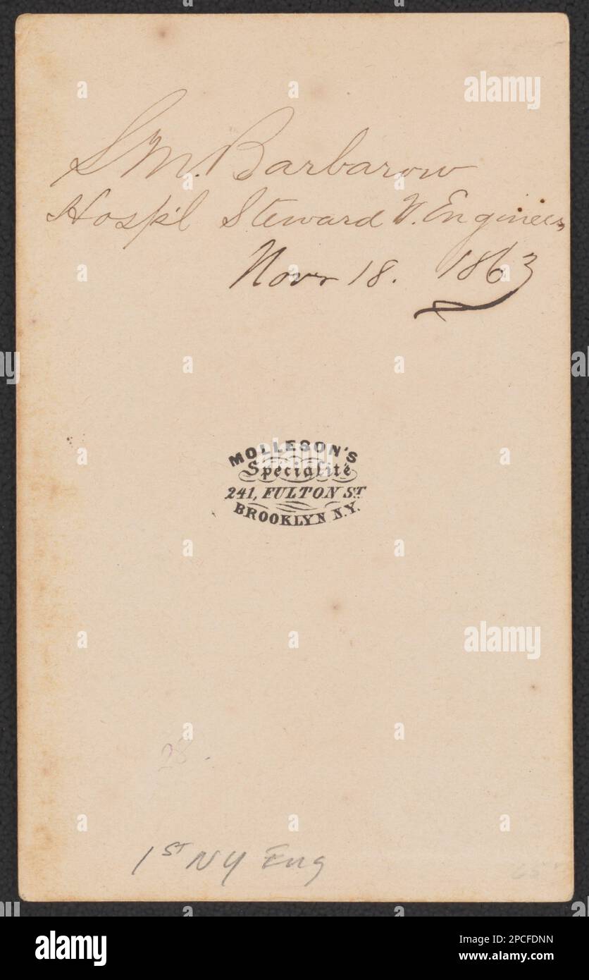 Hospital Steward Samuel M. Barbarow of Co. A, 1st New York Engineers Regiment in uniform