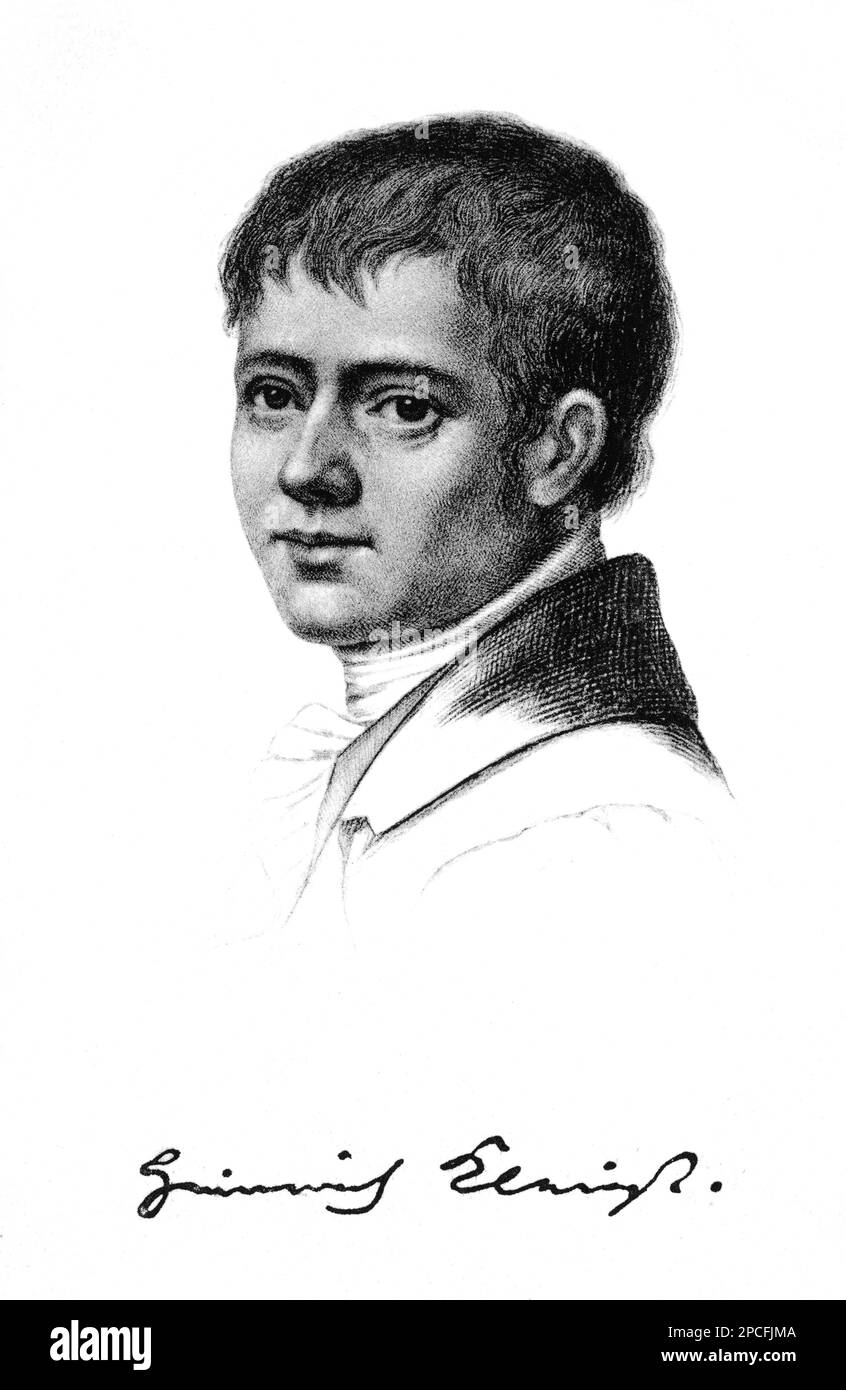The german playwright dramatist and writer Heinrich von KLEIST ( Frankfurt Oder 1777 - Wannsee , Potsdam 1811 ) , author of The Prince of Homburg ( 1810 ) , The Marquise Von O. ( 1805 c ) - DRAMMATURGO - THEATER - TEATRO  - ritratto - portrait - colletto - collar - jabot  - LETTERATO - SCRITTORE - LETTERATURA - Literature - POETA - POET - POETRY - POESIA - WRITER - autografo - signature - firma - autograph  -----  Archivio GBB Stock Photo