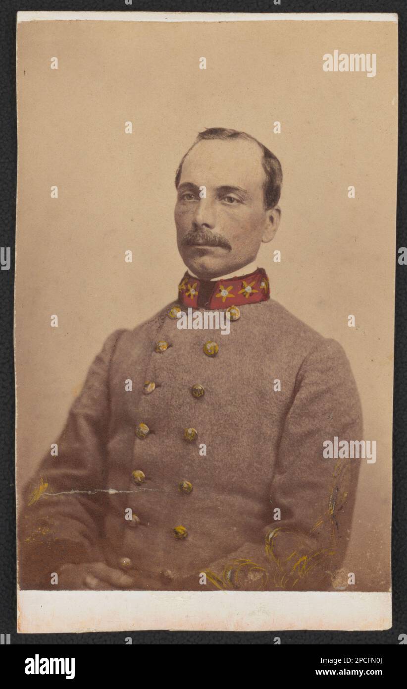Colonel Ambrosio Jose Gonzales of Confederate States Infantry Regiment in uniform. Liljenquist Family Collection of Civil War Photographs , pp/liljpaper. Gonzales, Ambrosio José, Confederate States of America, Army, People, 1860-1870, Cuban Americans, Military personnel, Confederate, 1860-1870, Soldiers, Confederate, 1860-1870, Military uniforms, Confederate, 1860-1870, United States, History, Civil War, 1861-1865, Military personnel, Confederate. Stock Photo