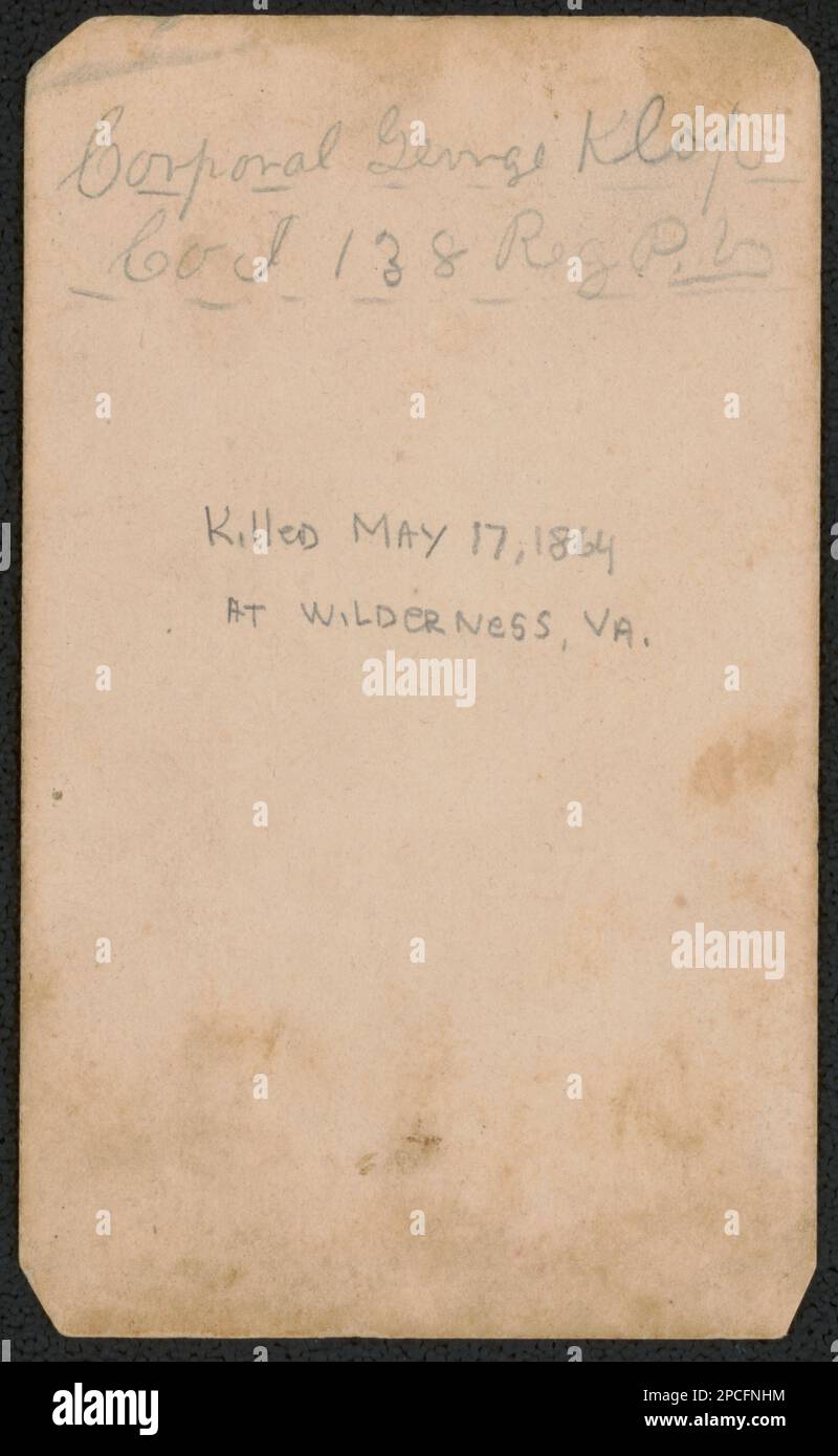 Corporal Klop of Co. I, 138th Pennsylvania Infantry Regiment in