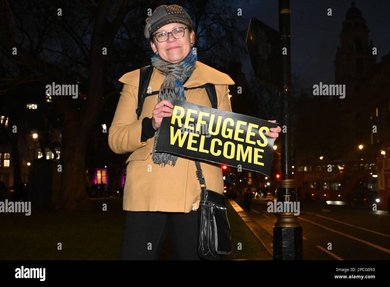 Parliament Square, London, UK, 13th March 2023. Stop the fascist intimidation of NATO and the lies, the propaganda alias democracy, human rights and invasion of freedom destroy the refugees from 3 to 5 generations of life, forcing them to flee. Stop the invasion. Do not welcome refugees even if refugees permit asylum. They will continue to be assaulted by the British citizen for stealing their jobs, housing and benefits. Credit: See Li/Picture Capital/Alamy Live News Stock Photo