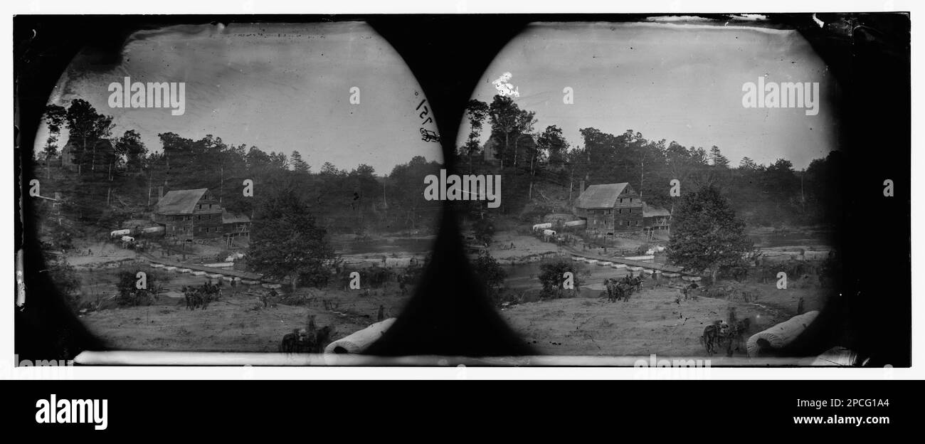 Jericho Mills, Virginia. 5th Corps ammunition train crossing North Anna