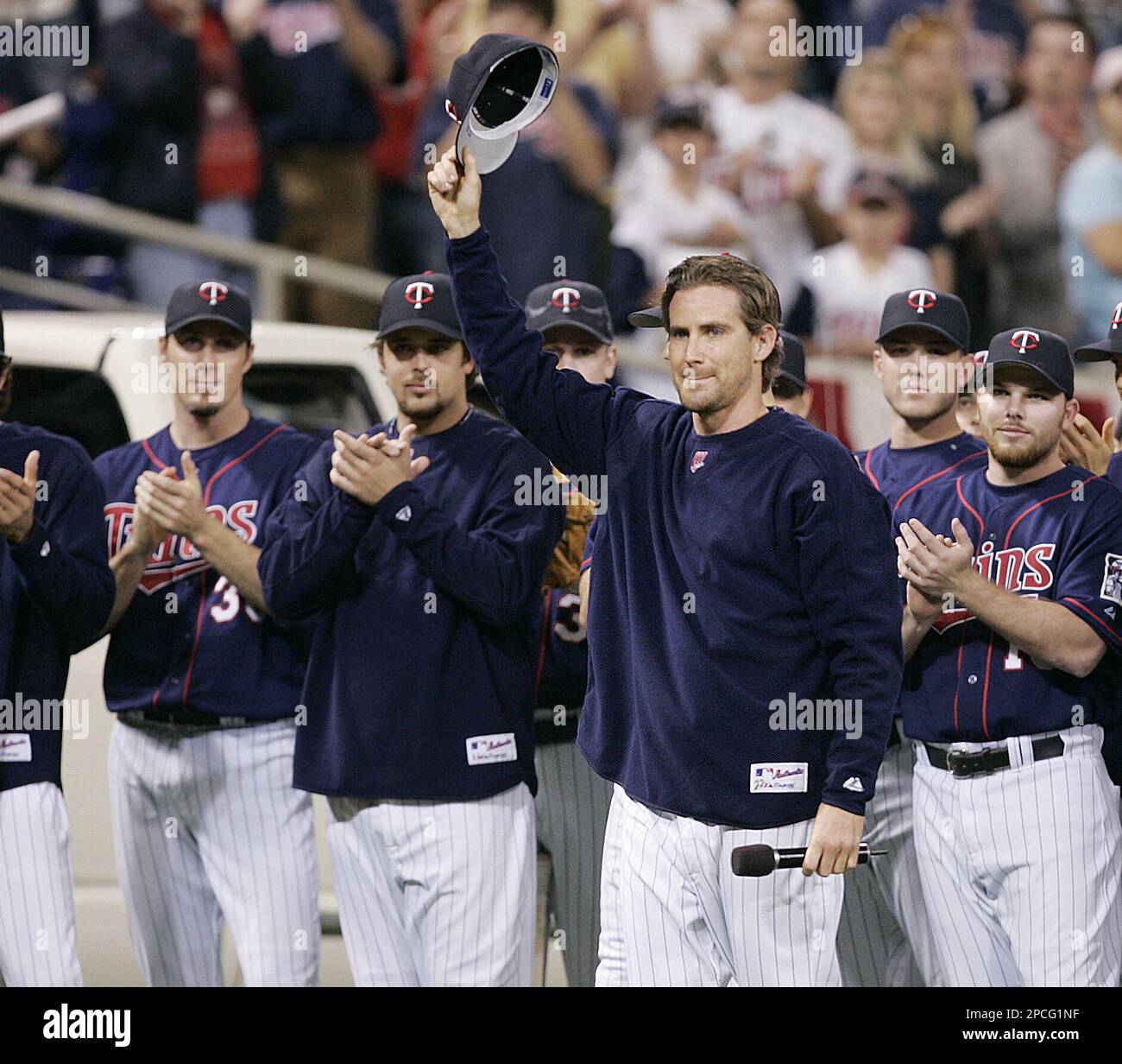 Minnesota Twins starting pitcher Brad Radke throws to the New York Yankees  during game two of the the division series playoffs held at Yankee Stadium  in New York City on October 2