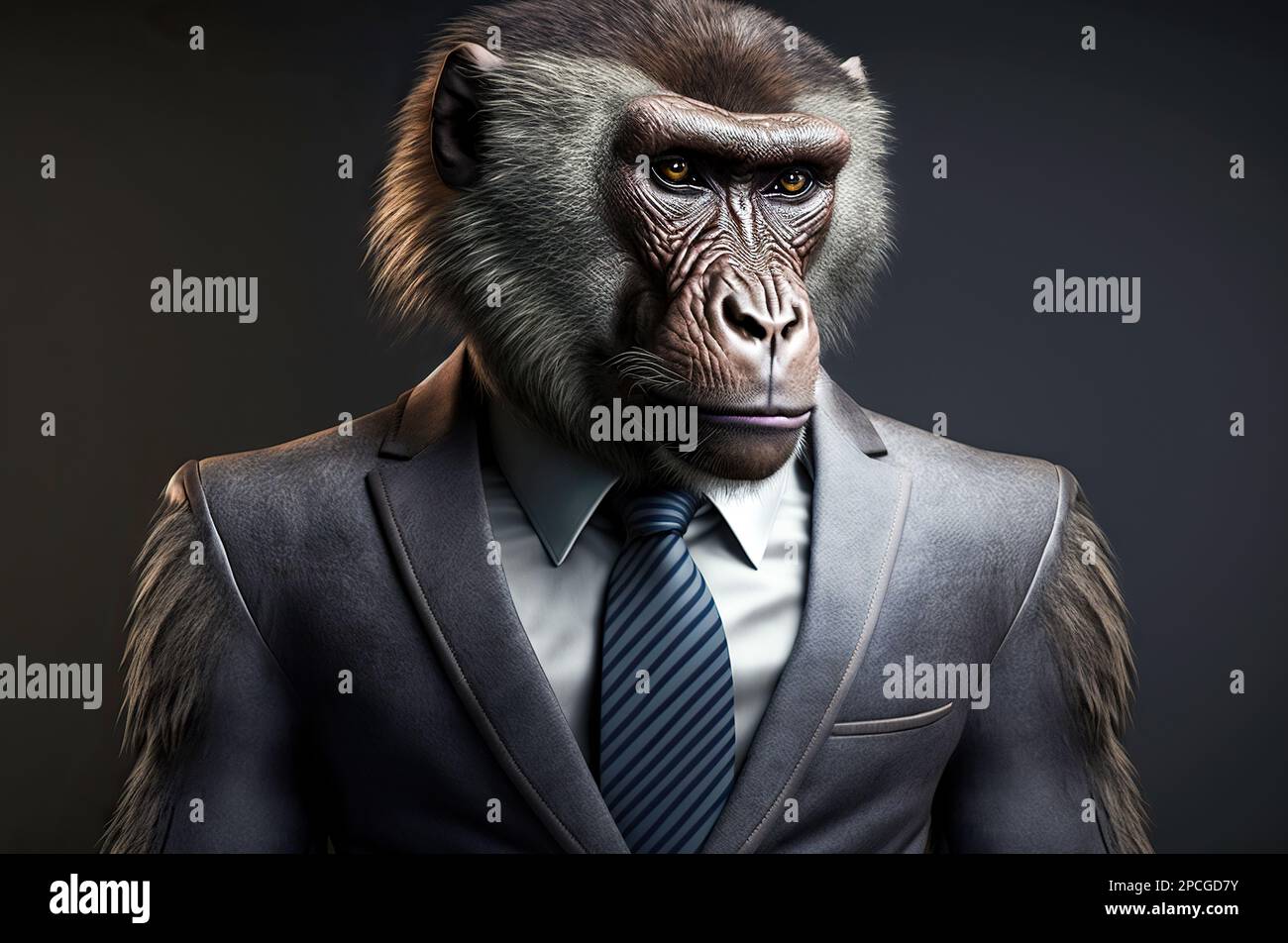 portrait of monkey dressed in a formal business suit Stock Photo Alamy