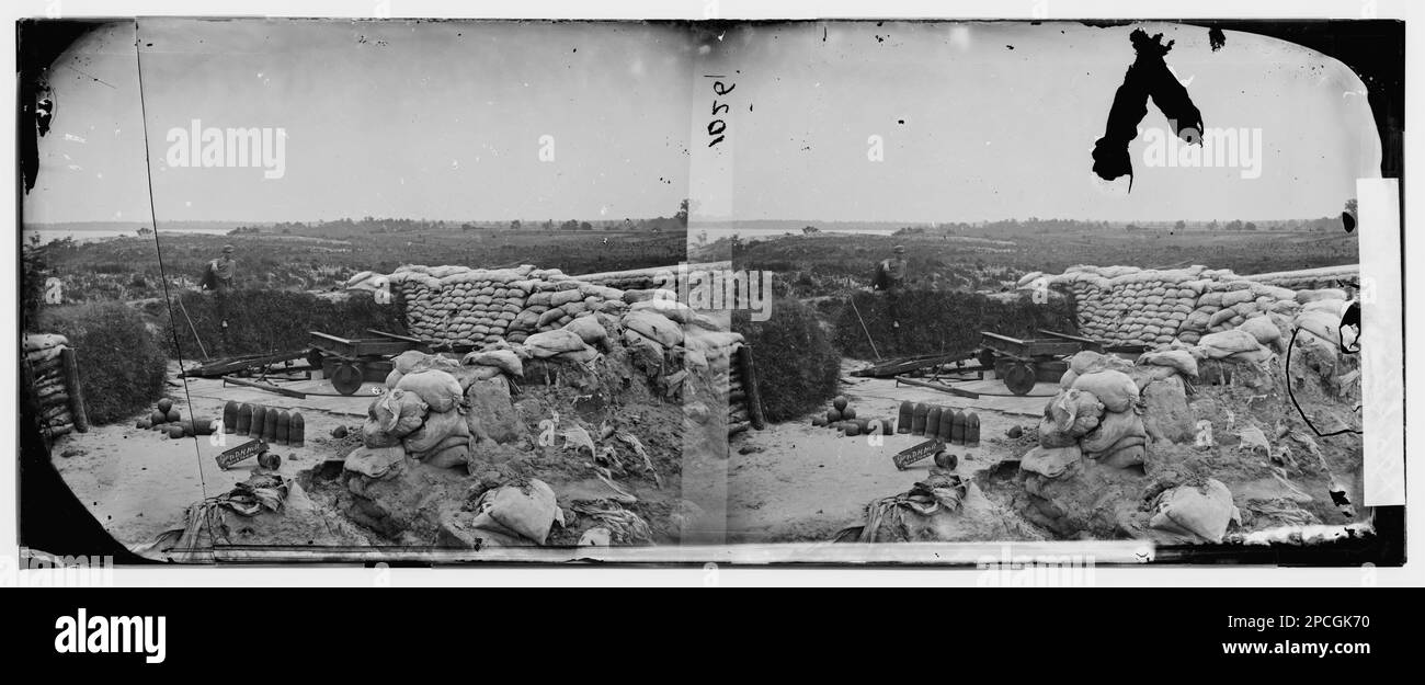 Yorktown, Virginia. Confederate battery JEFF DAVIS. Civil war