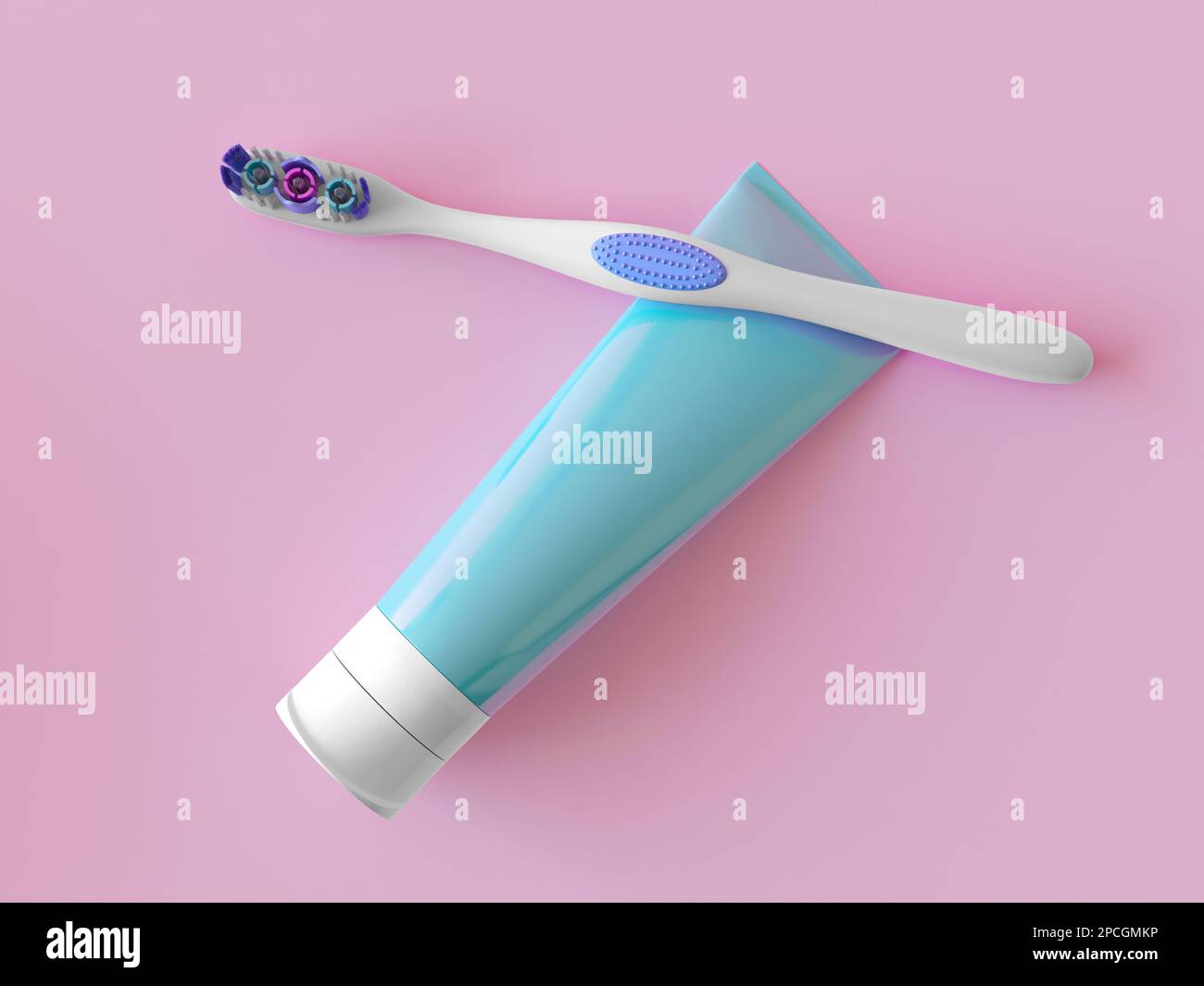 Toothpaste in a blue tube with an empty space for your label mockup. A