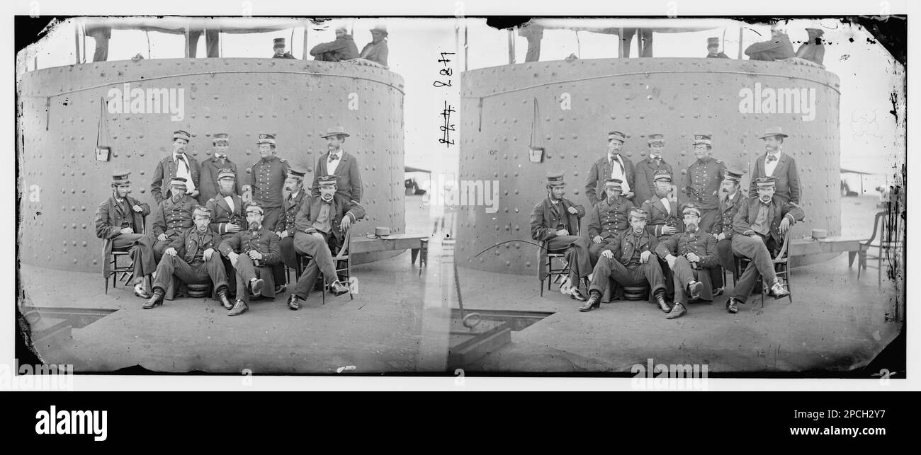 James River, Virginia. Officers on deck of U.S.S. MONITOR. Civil war ...