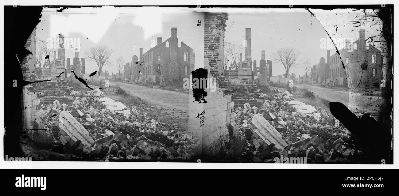 Fredericksburg, Virginia?. Ruins of houses. Civil war photographs, 1861-1865 . United States, History, Civil War, 1861-1865. Stock Photo