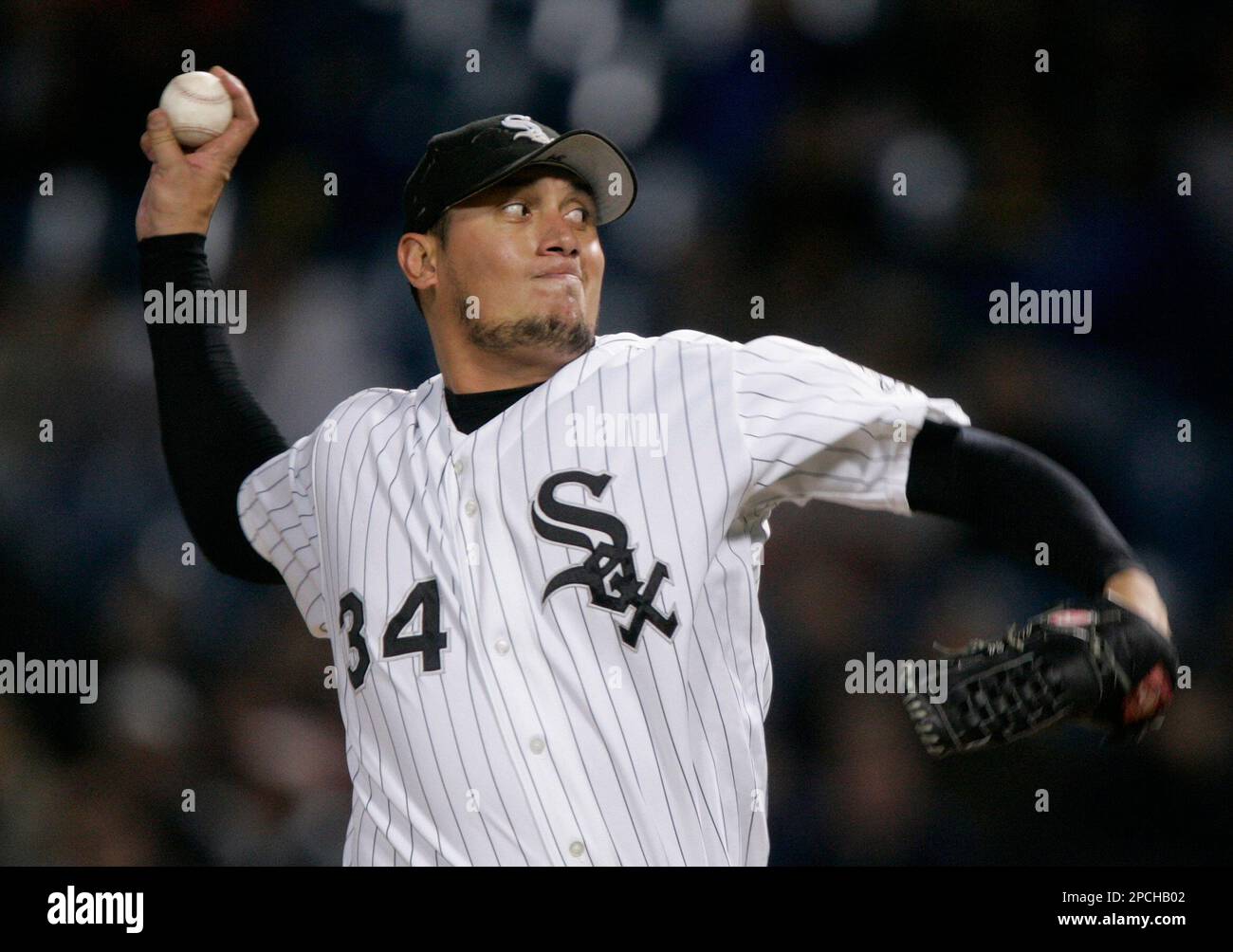 Chicago White Sox pitcher Freddy Garcia throws during the first inning of  an inter-league baseball game against the Pittsburgh Pirates in Pittsburgh  Tuesday, June 15, 2010. (AP Photo/Gene J. Puskar Stock Photo 