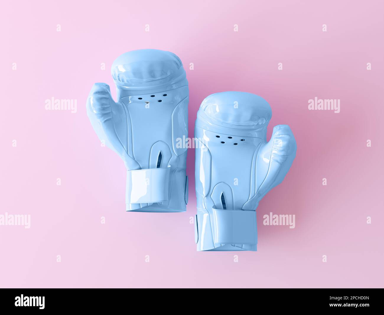 Mint blue Boxing gloves isolated on pastel pink color background