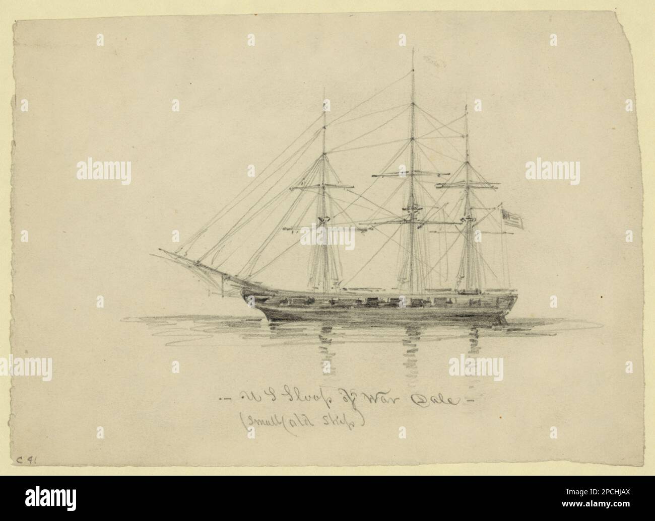 U.S. Sloop of War Dale. Morgan collection of Civil War drawings. Dale (Ship), 1860-1870, Ships, 1860-1870, United States, History, Civil War, 1861-1865, Transportation, United States Stock Photo