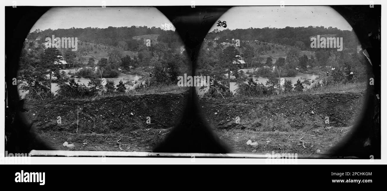 North Anna River, Virginia. View of log bridge at Quarles mill from south side. Camp of general