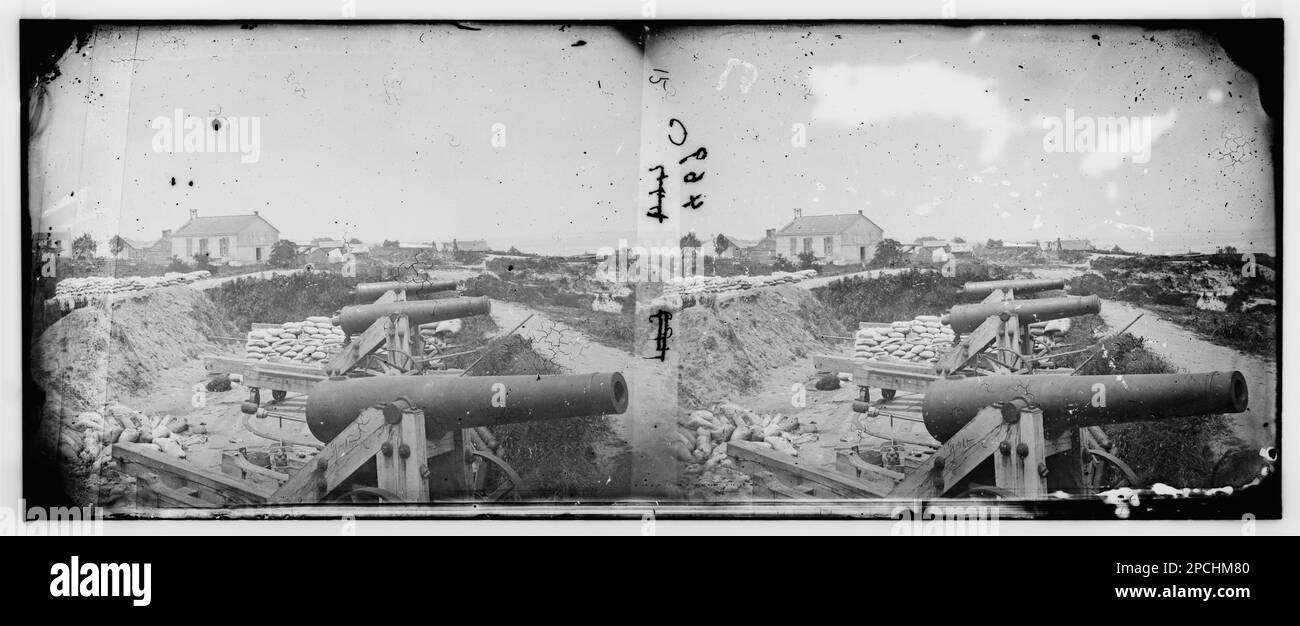 Yorktown, Virginia. Naval battery with Nelson house in background used