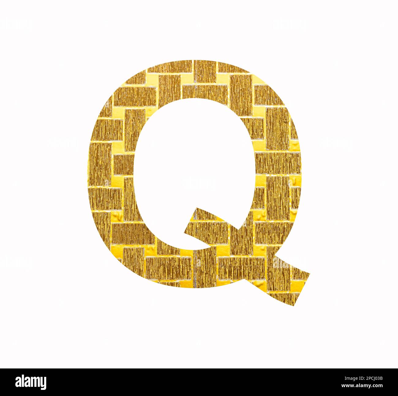 Alphabet letter Q uppercase - Gold glitter foil textured Stock Photo