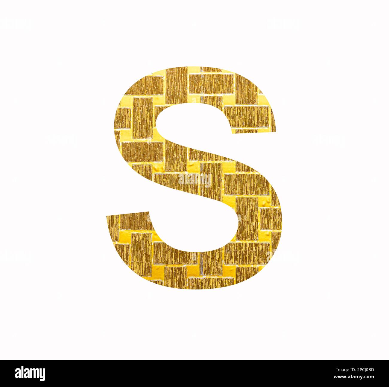 Alphabet letter S uppercase - Gold glitter foil textured Stock Photo