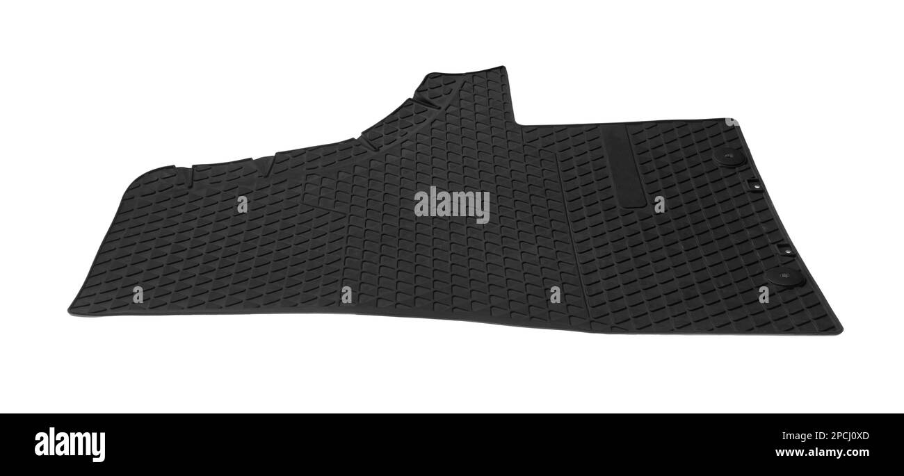 Black rubber car mat isolated on white Stock Photo Alamy