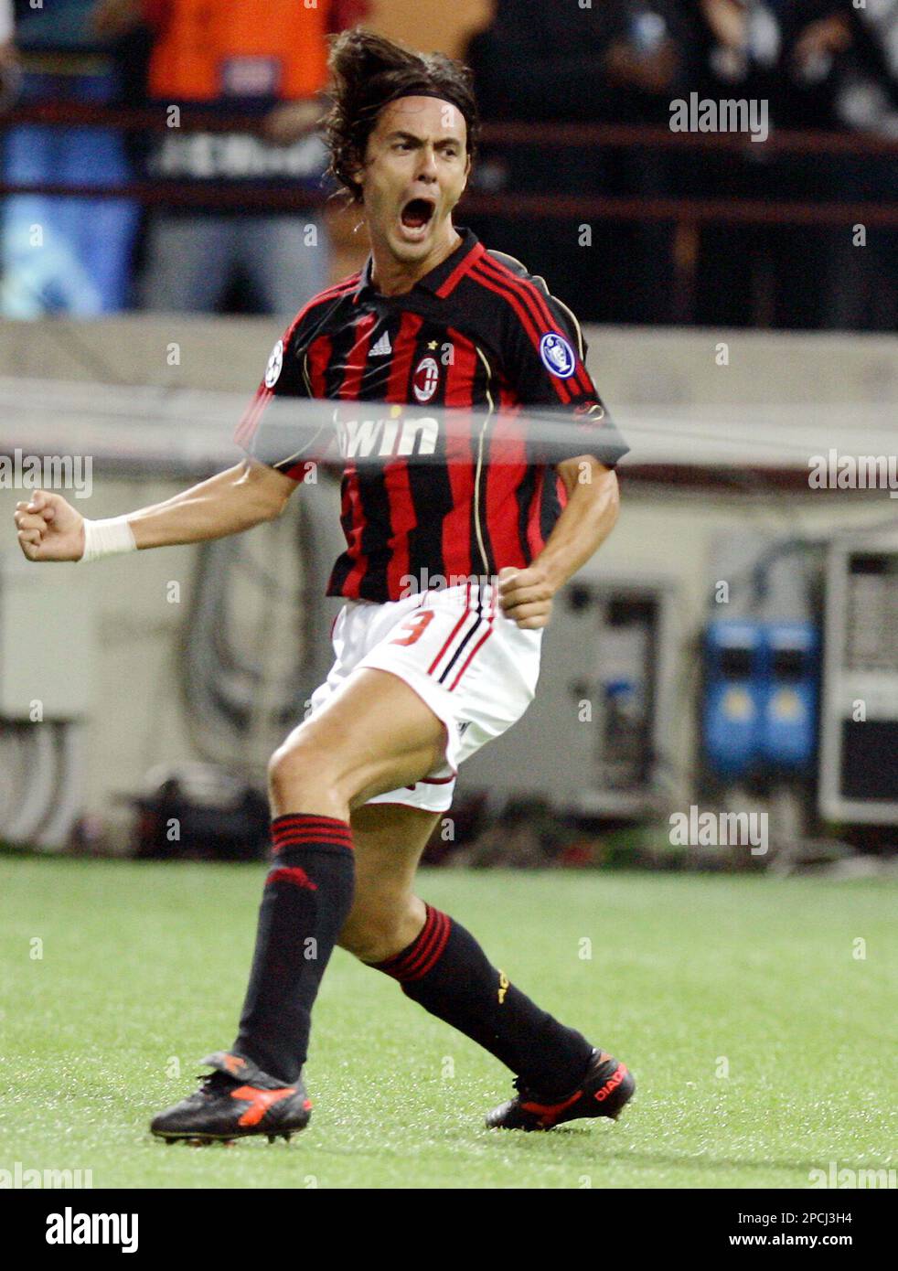 AC Milan striker Filippo Inzaghi celebrates after scoring during the ...