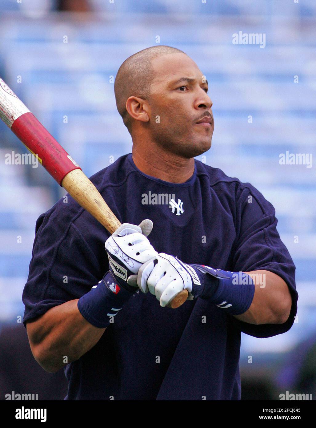 New York Yankees' Gary Sheffield bats during batting practice before a ...