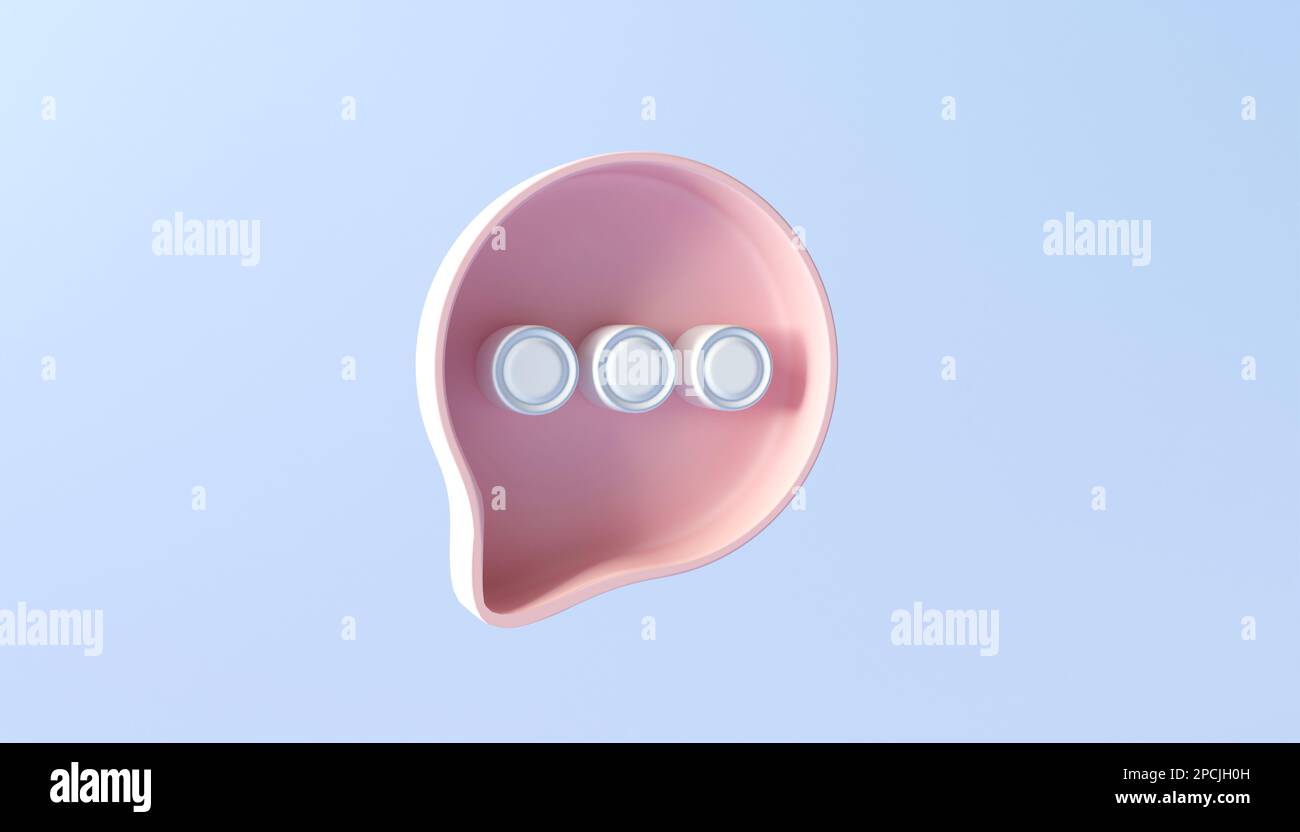 3d cartoon talk balloon pink pastel color. Famous inflated icon to conversation, speechs any type of conversation. 3d render illustration isolated Stock Photo
