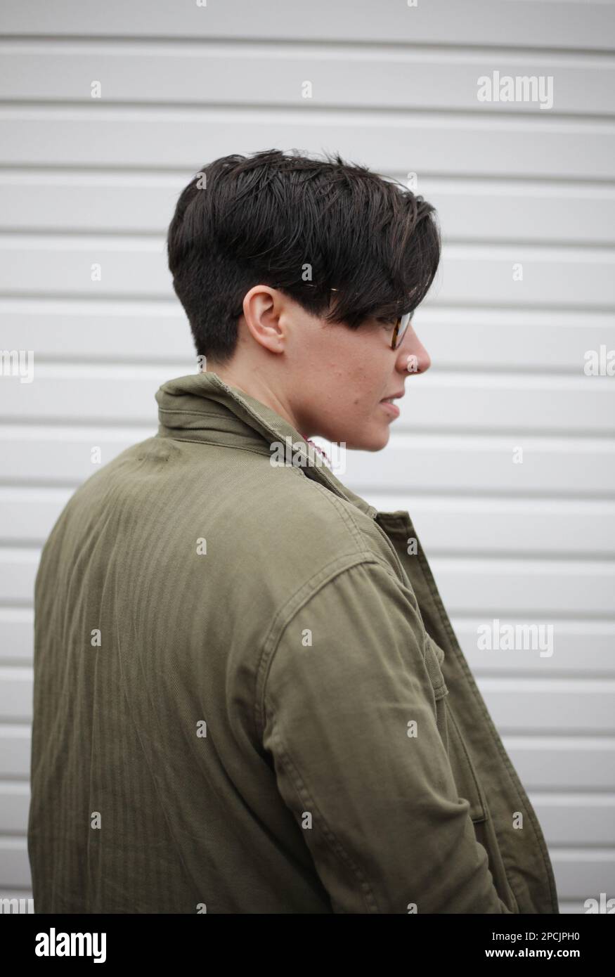 Woman with short hair cut Stock Photo