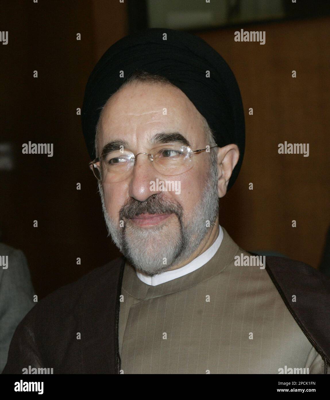 Former Iranian President Mohammad Khatami participates in a high-level 