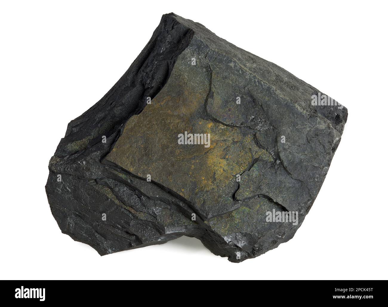 Cannel Coal is a type of oil shale and bituminous coal. AKA: Candle Coal, Boghead Coal and Torbanite. Stock Photo