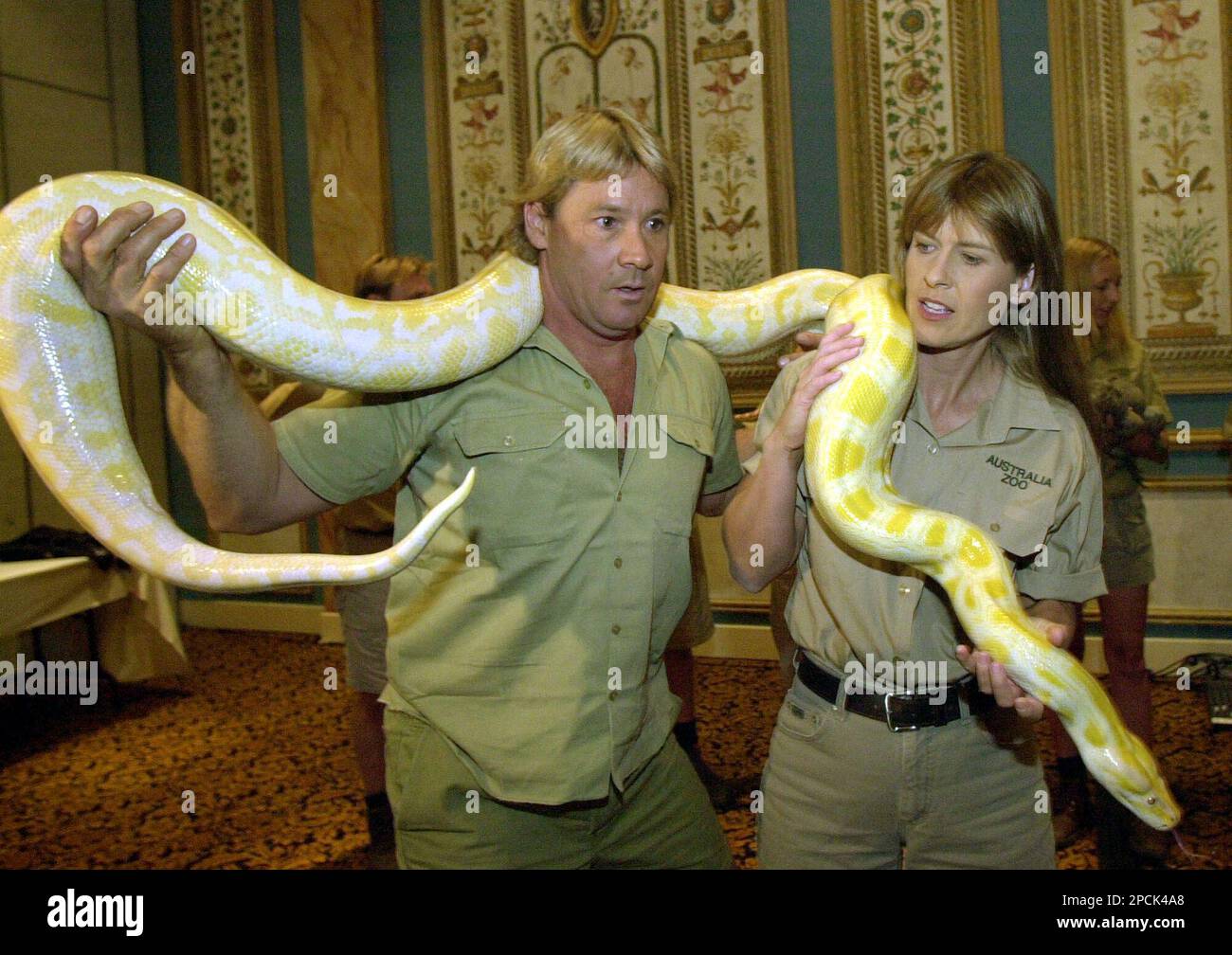 ** FILE ** In a file photo Steve Irwin, left and his wife Terri Irwin ...