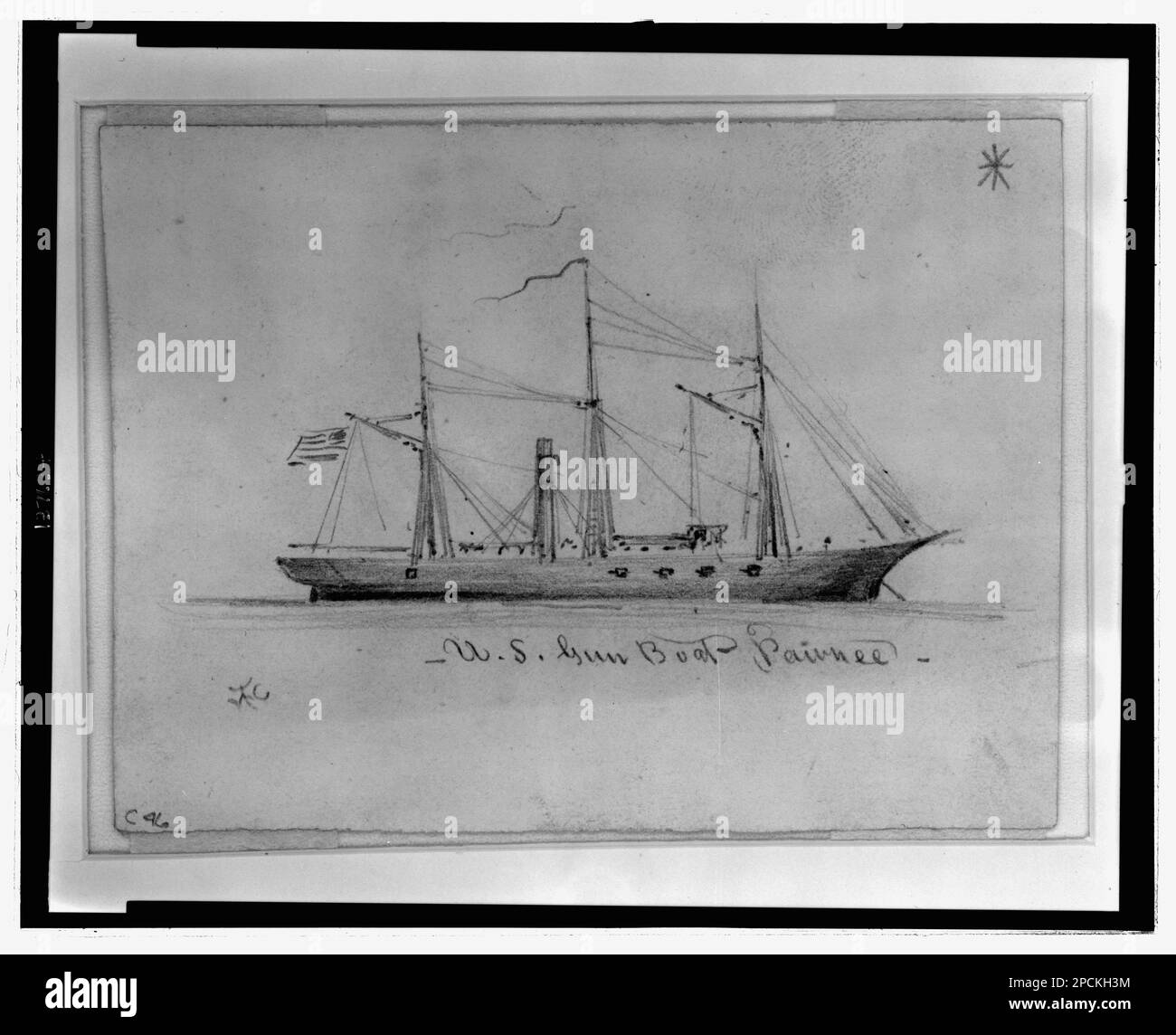 U.S. Gun Boat Pawnee. Morgan collection of Civil War drawings. Pawnee (Screw sloop), 1860-1870, Ships, 1860-1870, United States, History, Civil War, 1861-1865, Transportation, United States Stock Photo