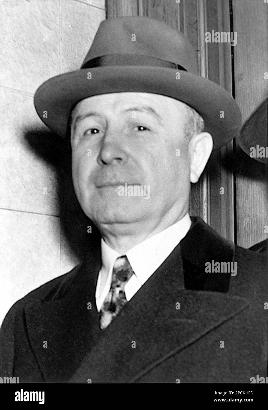 John Torrio leaving the federal court house in New York during his trial. Stock Photo
