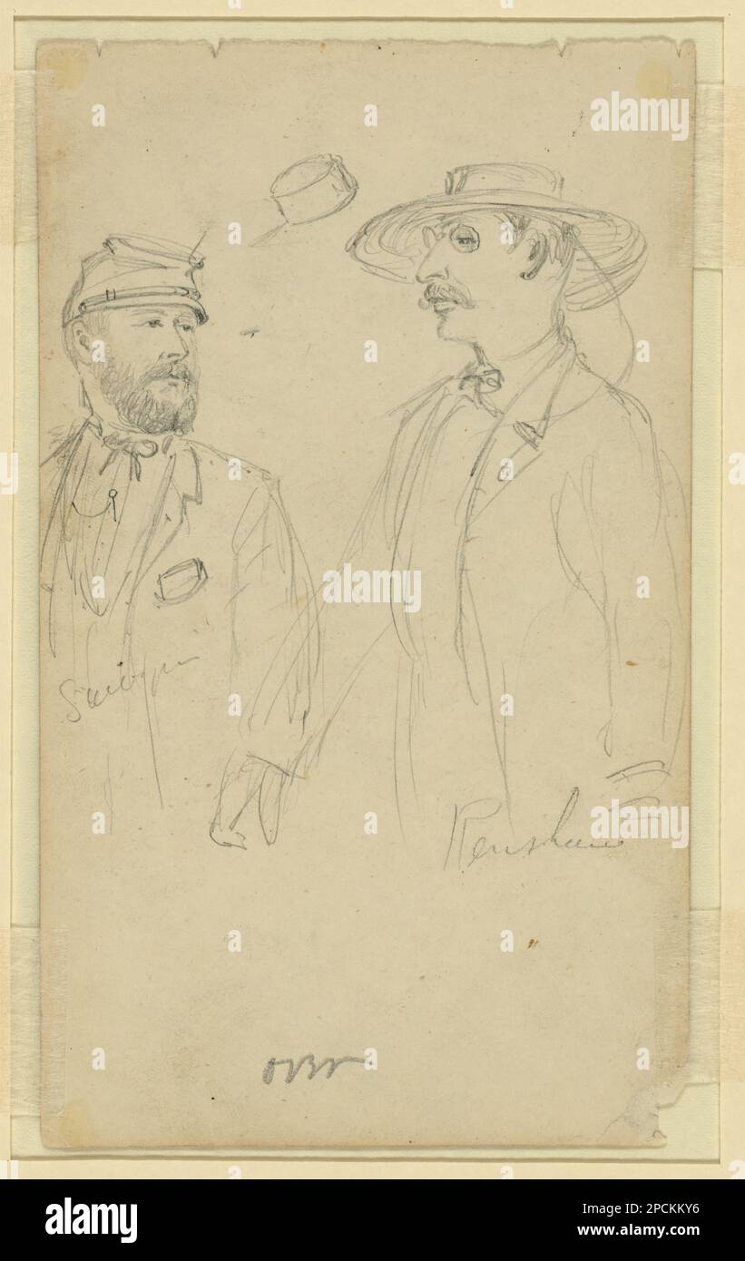 Sawyer. Renshaw. Morgan collection of Civil War drawings. Sawyer, Franklin, Military service, United States, History, Civil War, 1861-1865, Military personnel, Union, Military officers, Union, 1860-1870, Newspapers, 1860-1870, United States Stock Photo