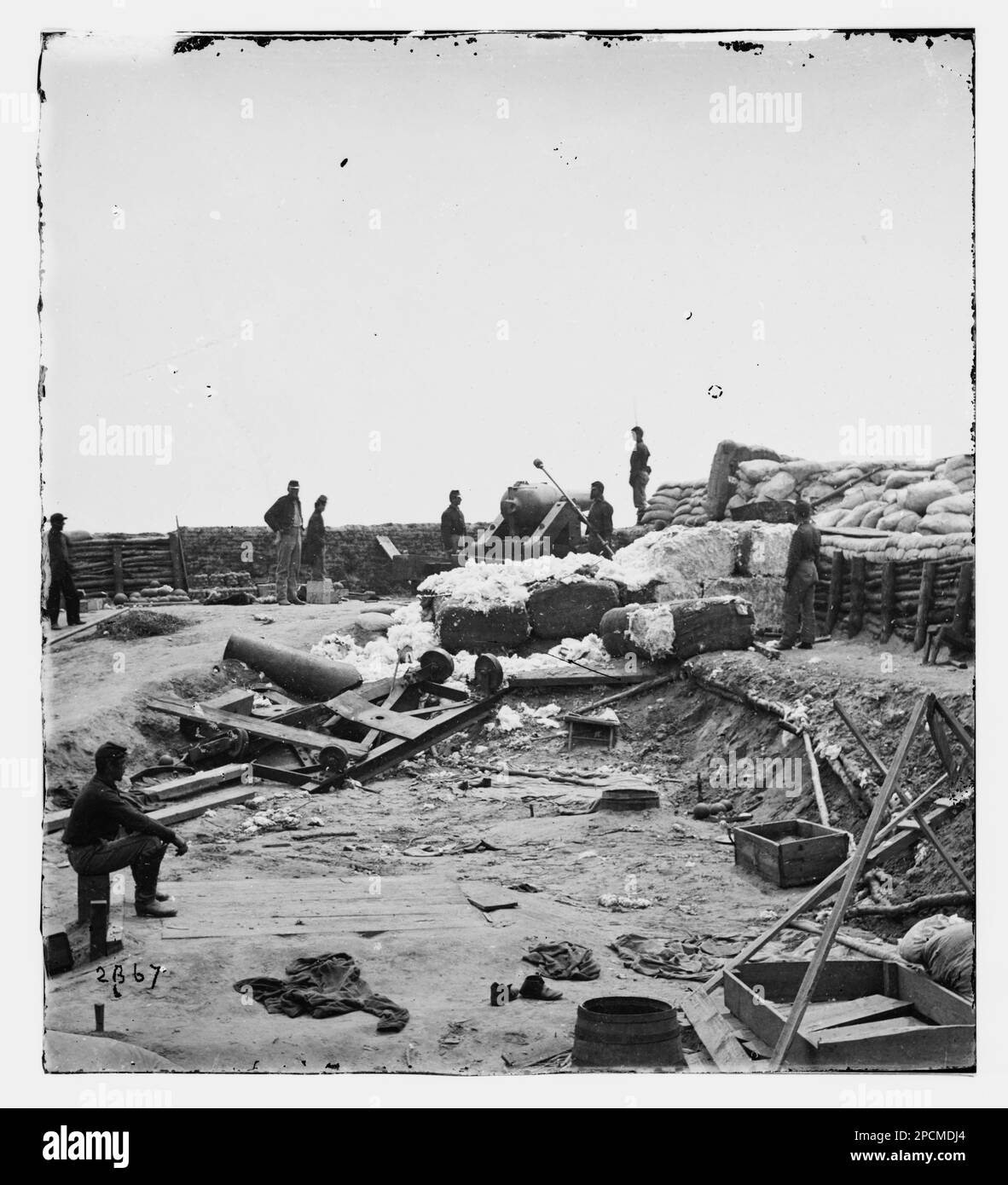 Yorktown, Virginia (vicinity). Confederate fortifications reinforced with bales of cotton. Civil