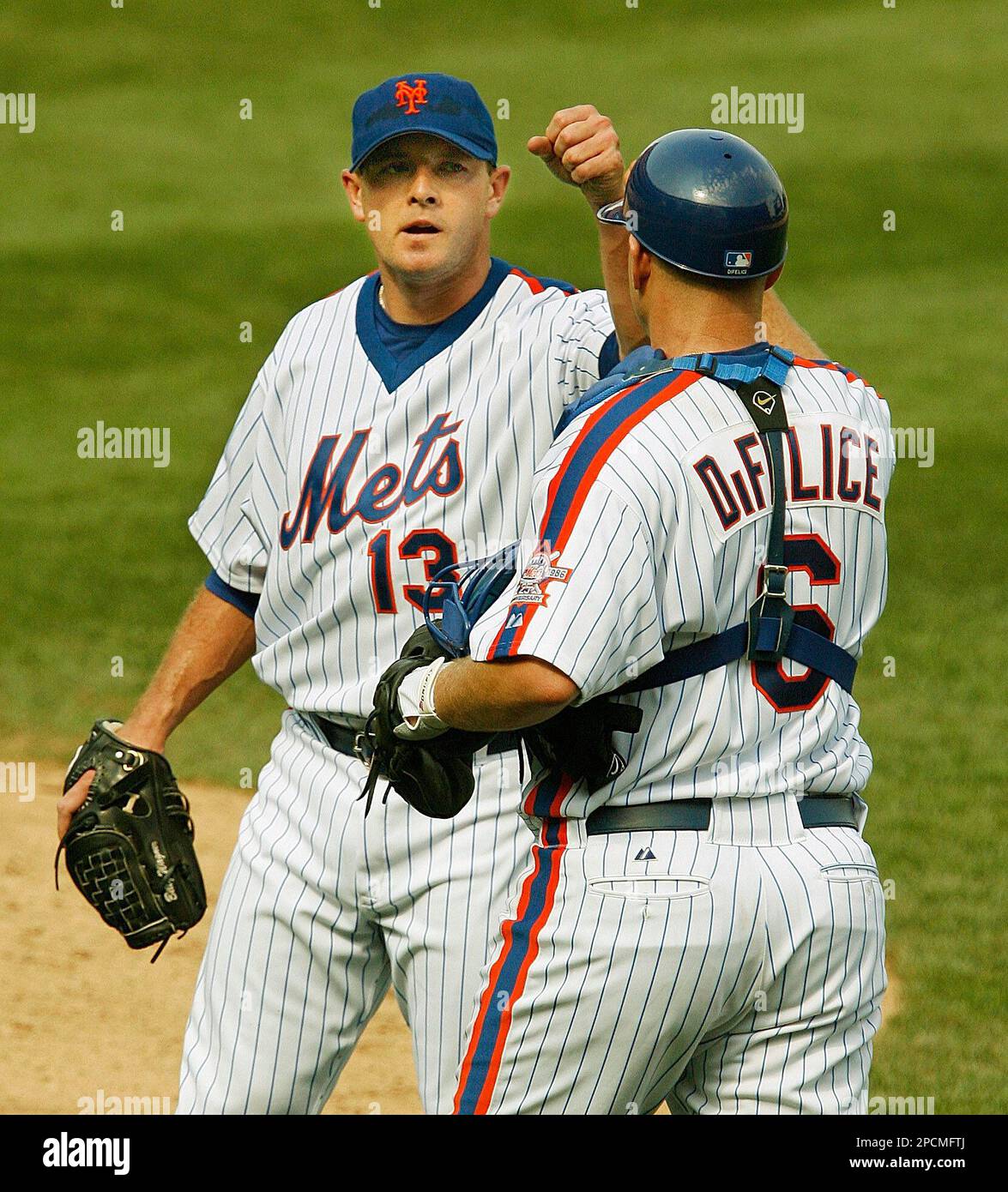 New York Mets closer Billy Wagner, left, and catcher Mike DiFelice