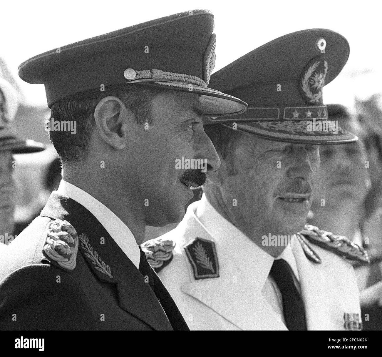 **FILE** Former Paraguayan dictator Gen. Alfredo Stroessner, right, is