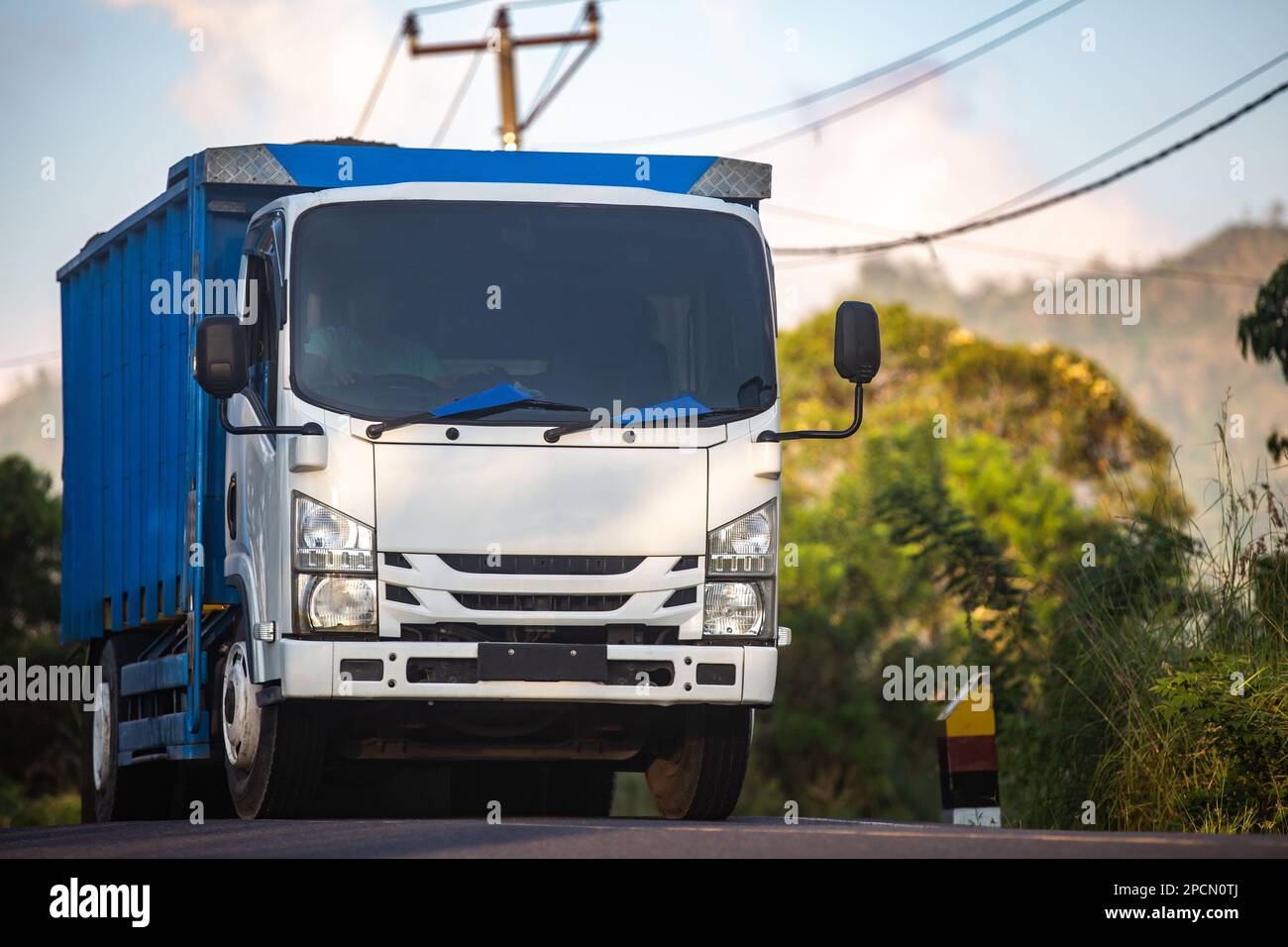 Truck driven on a beautiful scenic road Stock Photo Alamy