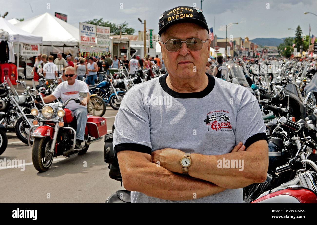 Neil Hultman stands on Main Street at the Sturgis Motorcycle Rally ...