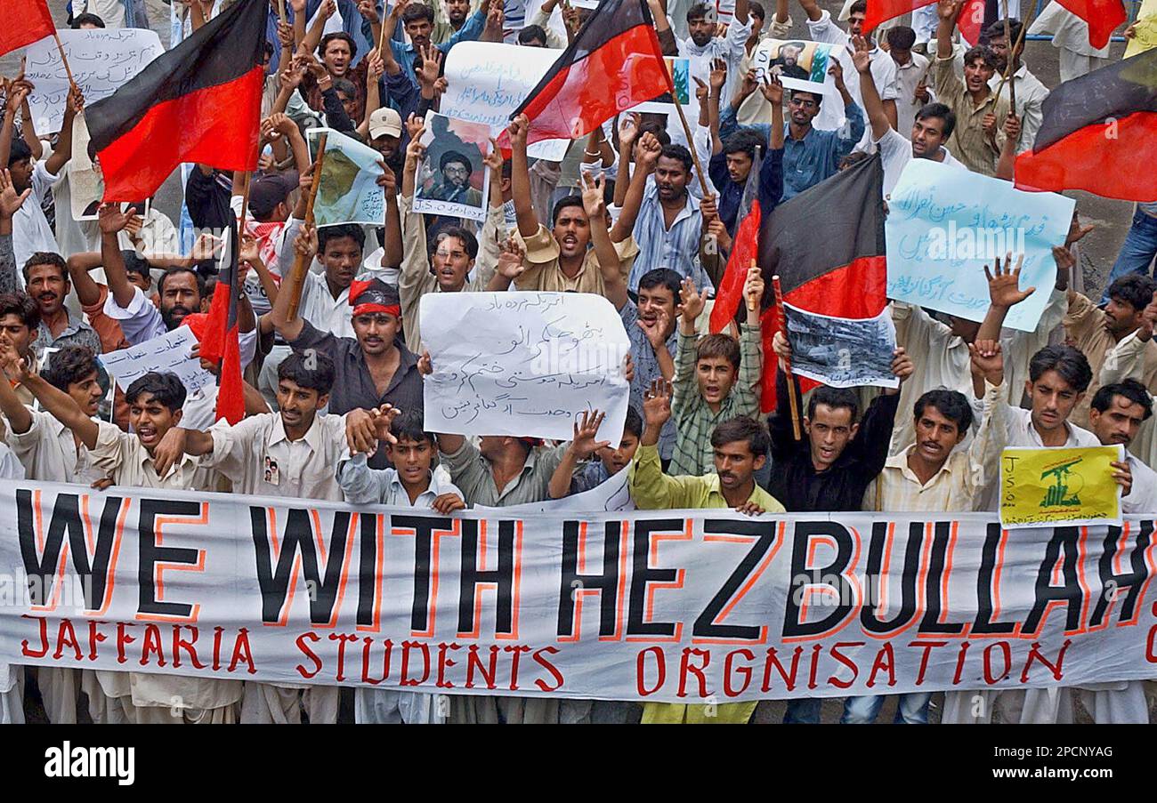 Pakistani Shiite Muslims chant anti-Israel slogans during a rally to ...