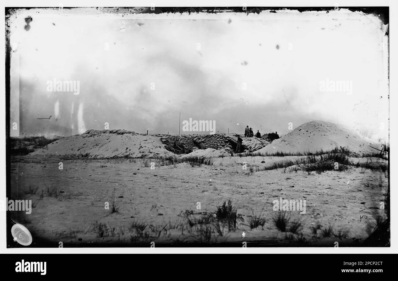 Morris Island, South Carolina. Battery Weed. Five 10-inch siege mortars ...