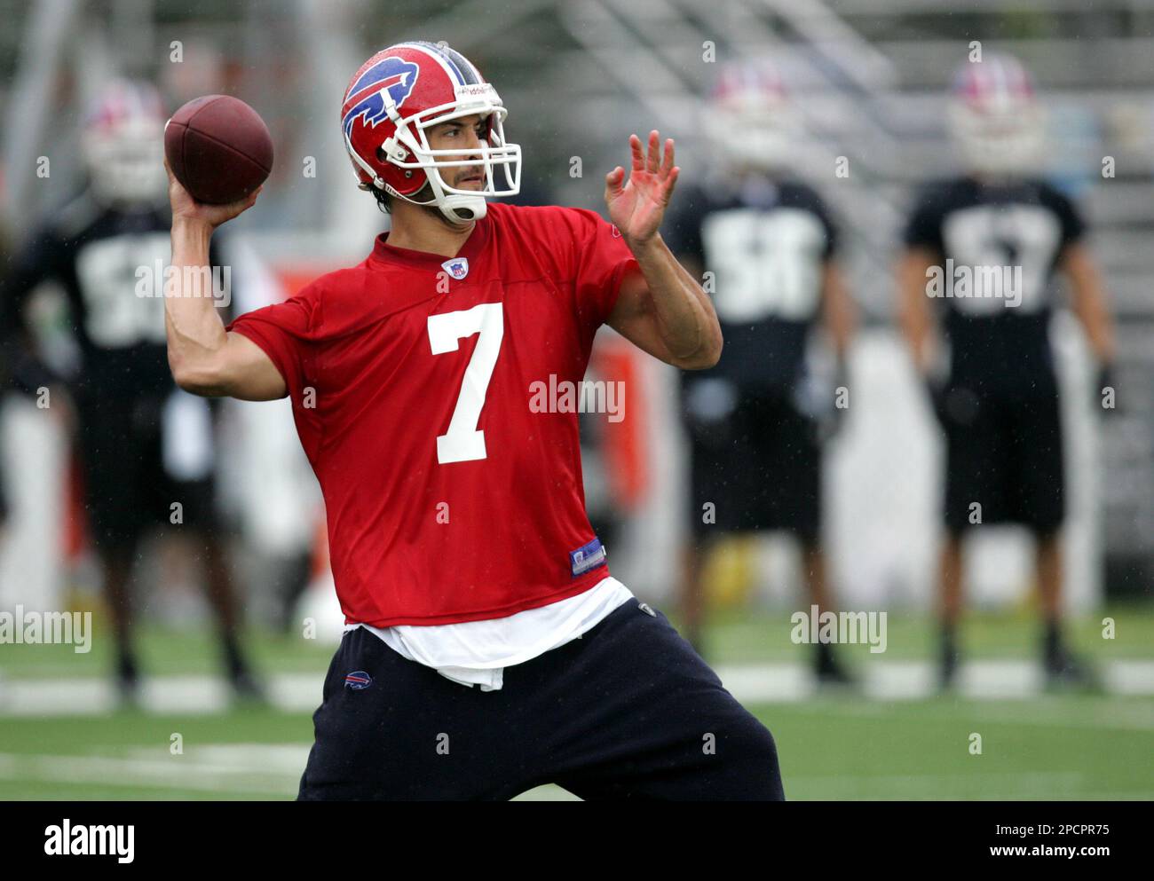 Buffalo Bills quarterback J. P. Losman throws during football training